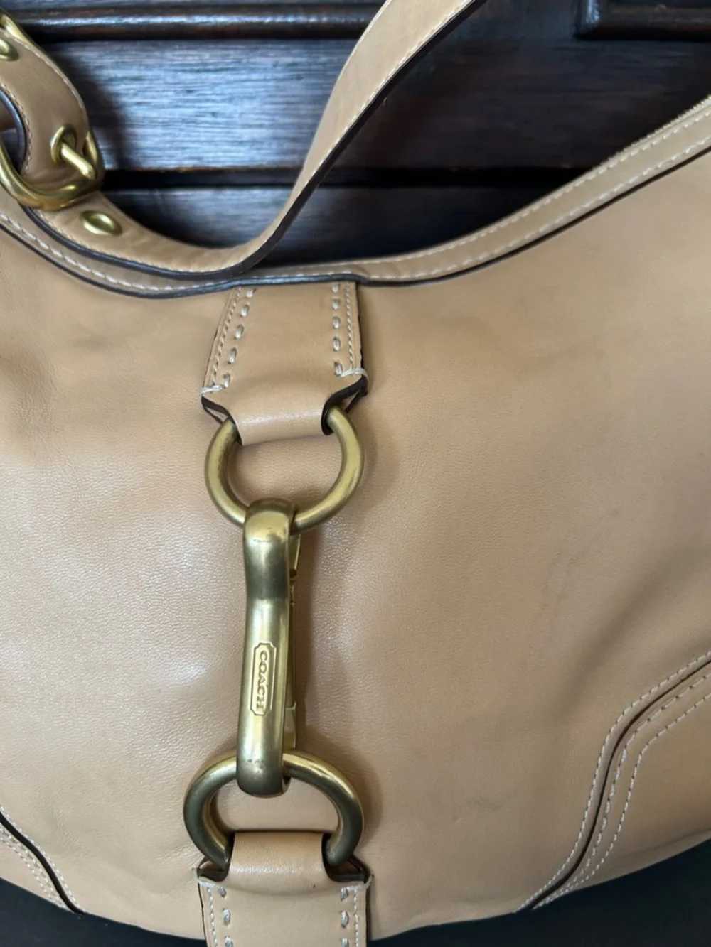 Y2K Vintage COACH Beige Hampton Soho Baguette Hobo Shoulder Bag